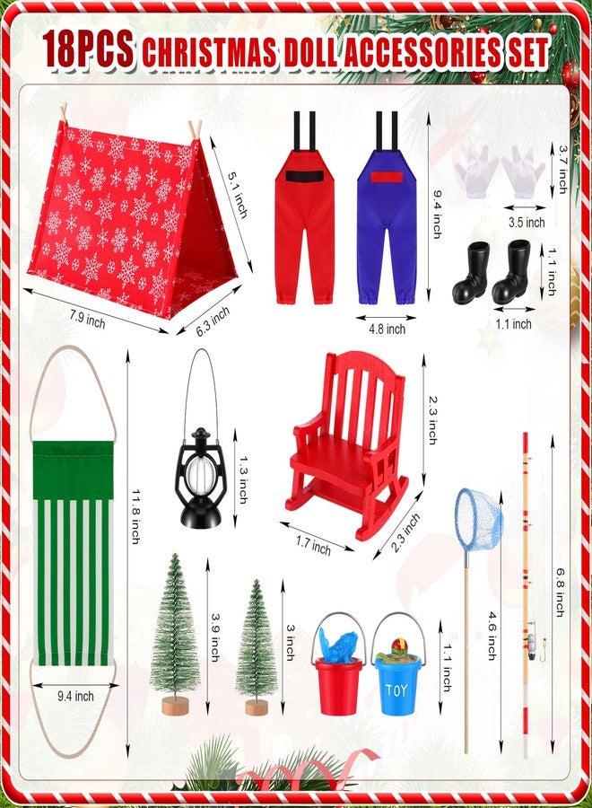 Realspring 18 Pcs Christmas Doll Accessories Kit Doll Fishing Set Include Pole Outfits Clothes and Camping Accessories for Christmas Holiday DIY Activity Xmas Gift Props Decor(Fishing) - Image 2